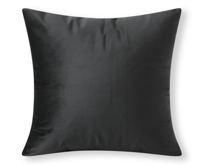 Black velvet pillow cover, shown on a white background