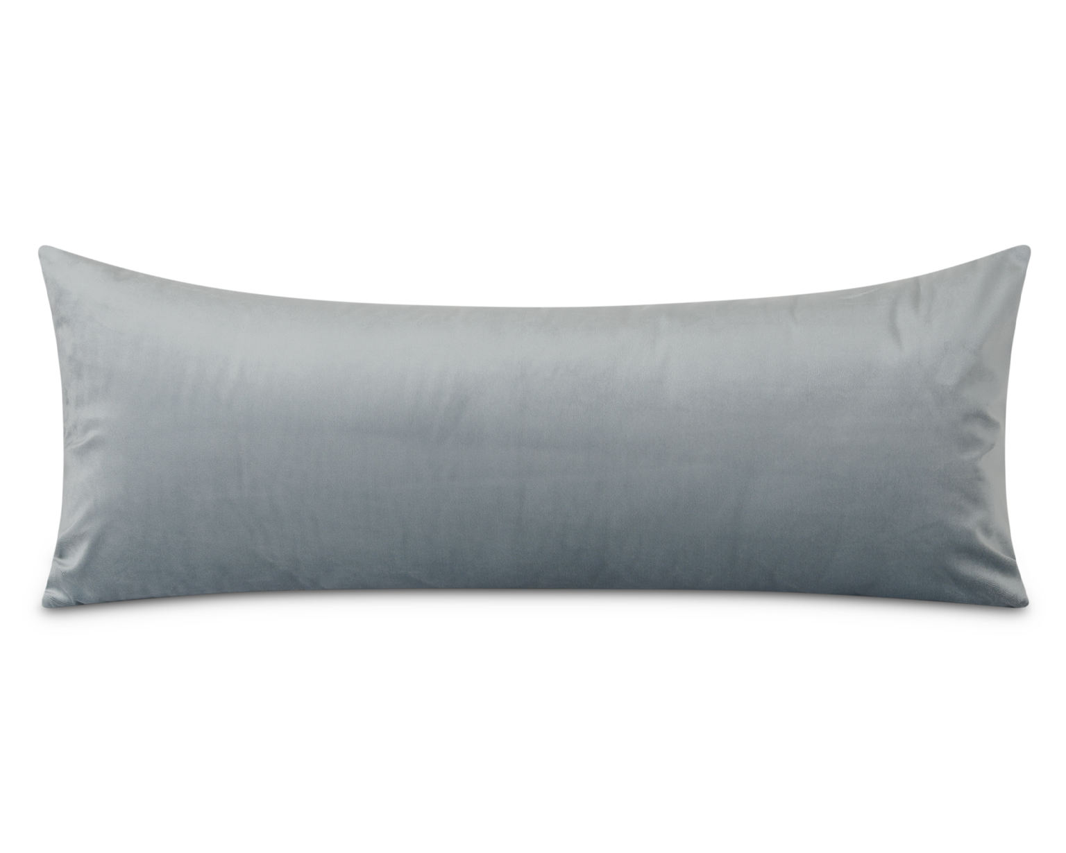 Blue-grey velvet long lumbar pillow cover, front view