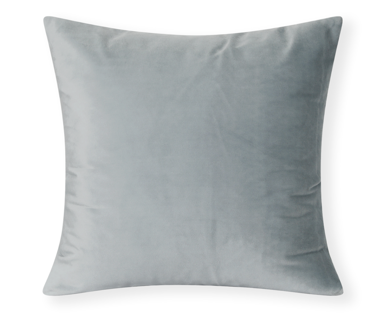 Blue-grey velvet pillow cover, front view