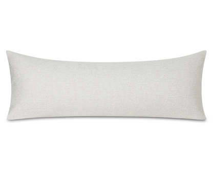 A long rectangular lumbar pillow in an ivory and beige textured fabric, shown against a plain white background.
