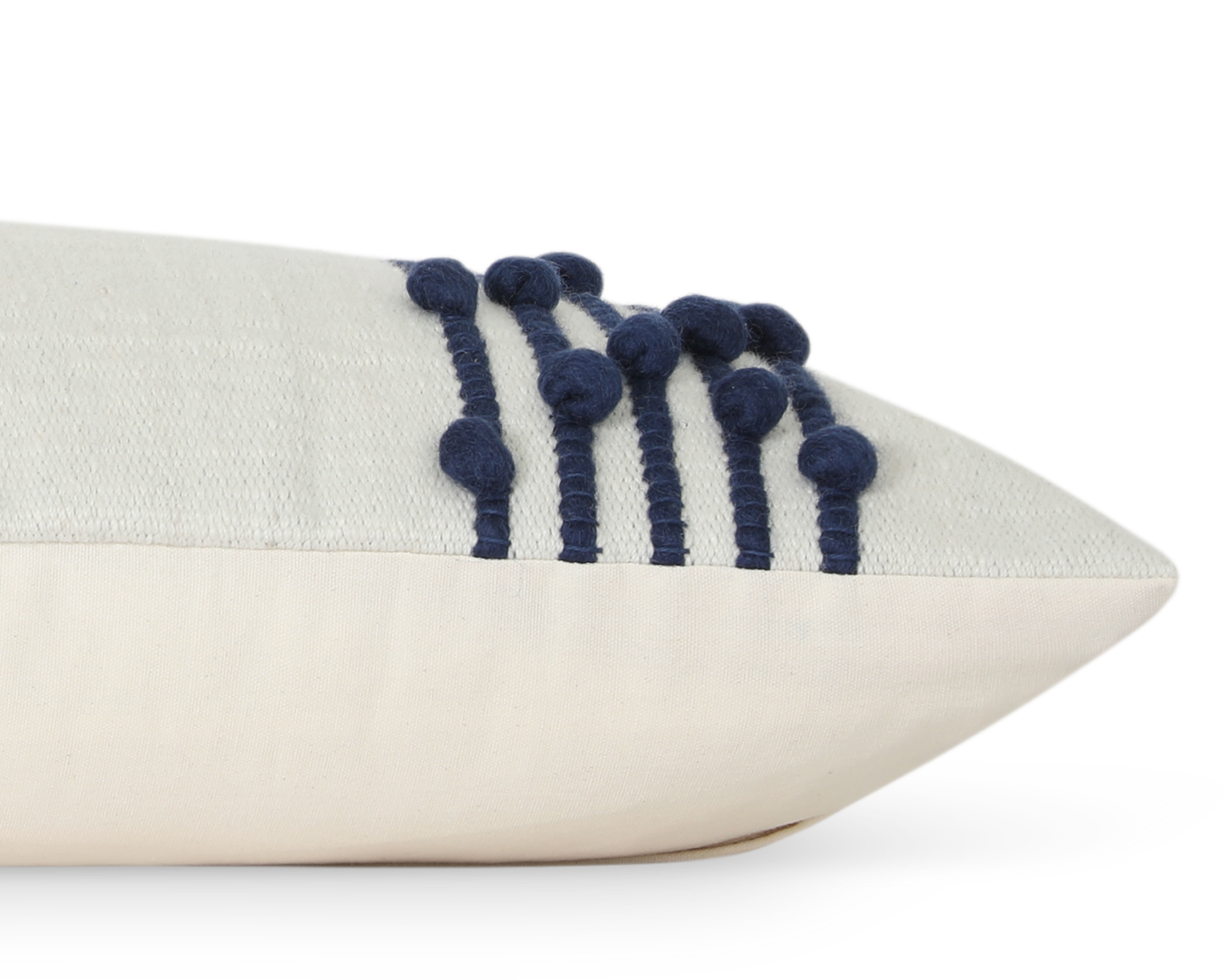 Faryll in Cream and Midnight Blue, Large Lumbar Wool Pillow
