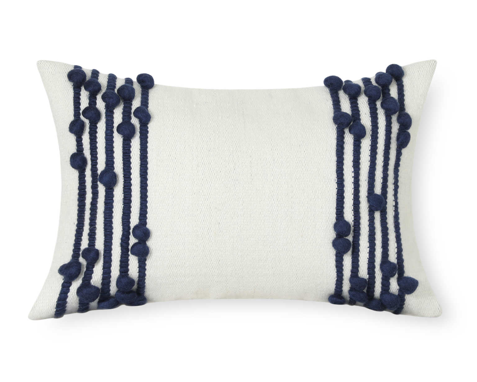 Faryll in Cream and Midnight Blue, Wool Pillow Cover