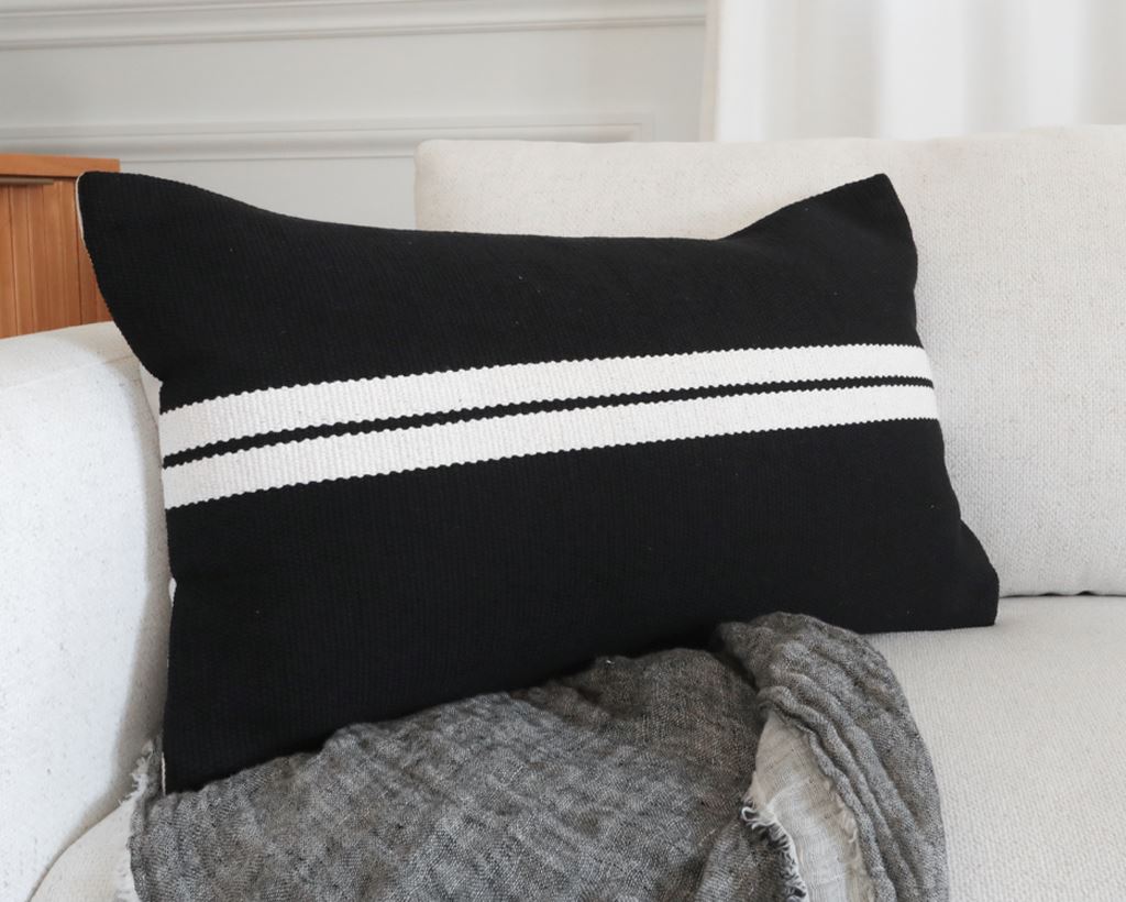 Forsythe in Black, 14"x24" Lumbar Pillow Decorative Pillows Coterie Brooklyn 