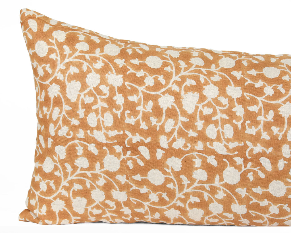 Hanover Abner, Block Printed Floral Large Lumbar Pillow Decorative Pillows Coterie Brooklyn 