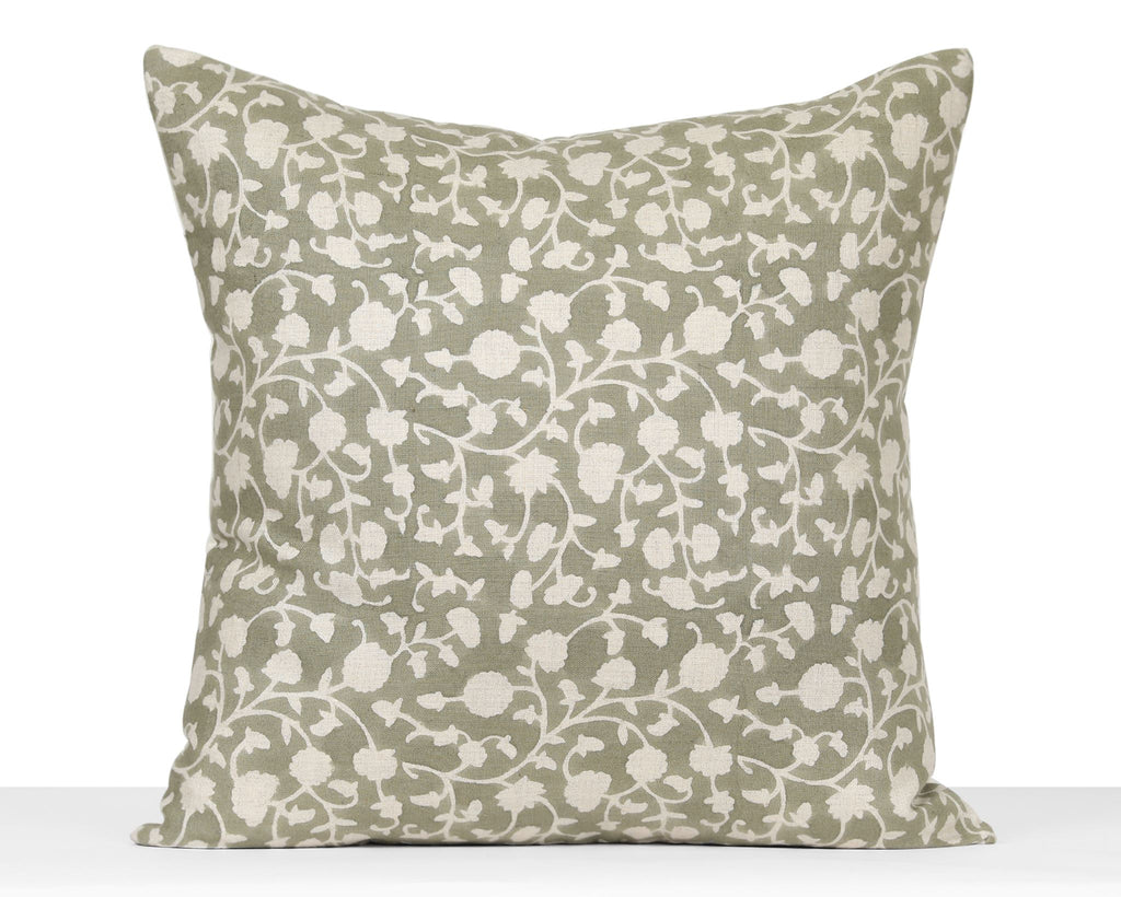 Hanover, Sage Block Printed Pillow Cover Decorative Pillows Coterie Brooklyn 