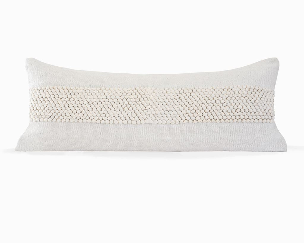 Houston in Ivory and Cream, 14"x36" Large Lumbar Decorative Pillows Coterie Brooklyn 