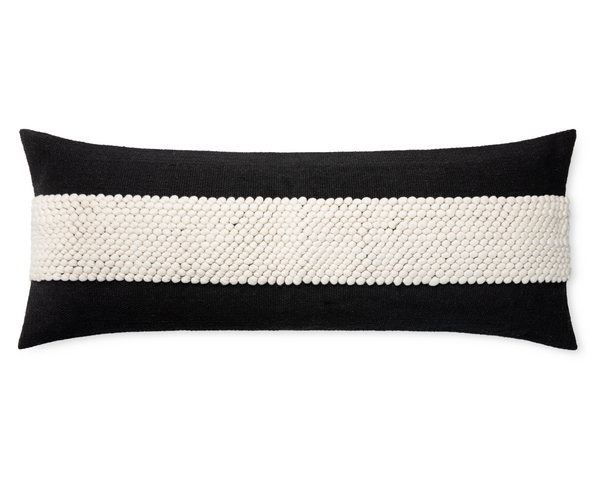 Black and Cream Knotted Cotton Large Lumbar Pillow Cover