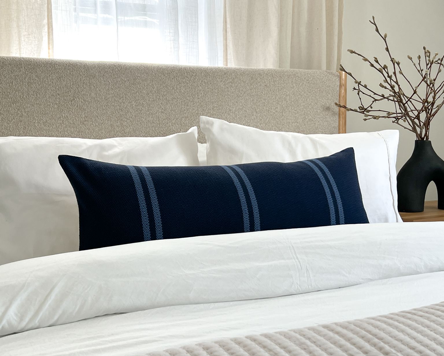 Lehigh in Indigo, Large Lumbar Pillow