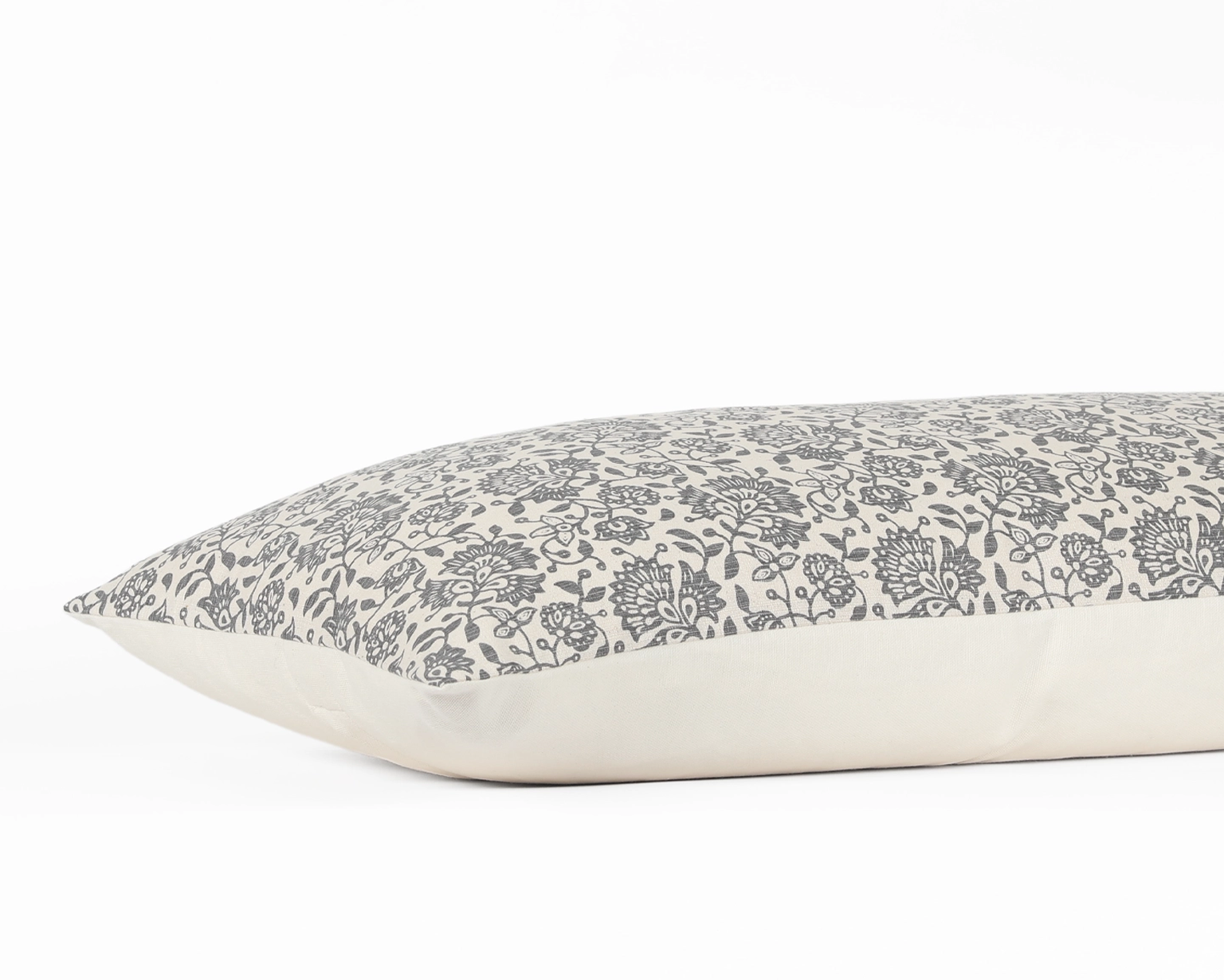 Lille in Cream and Graphite, Floral Print Cotton Pillow Cover