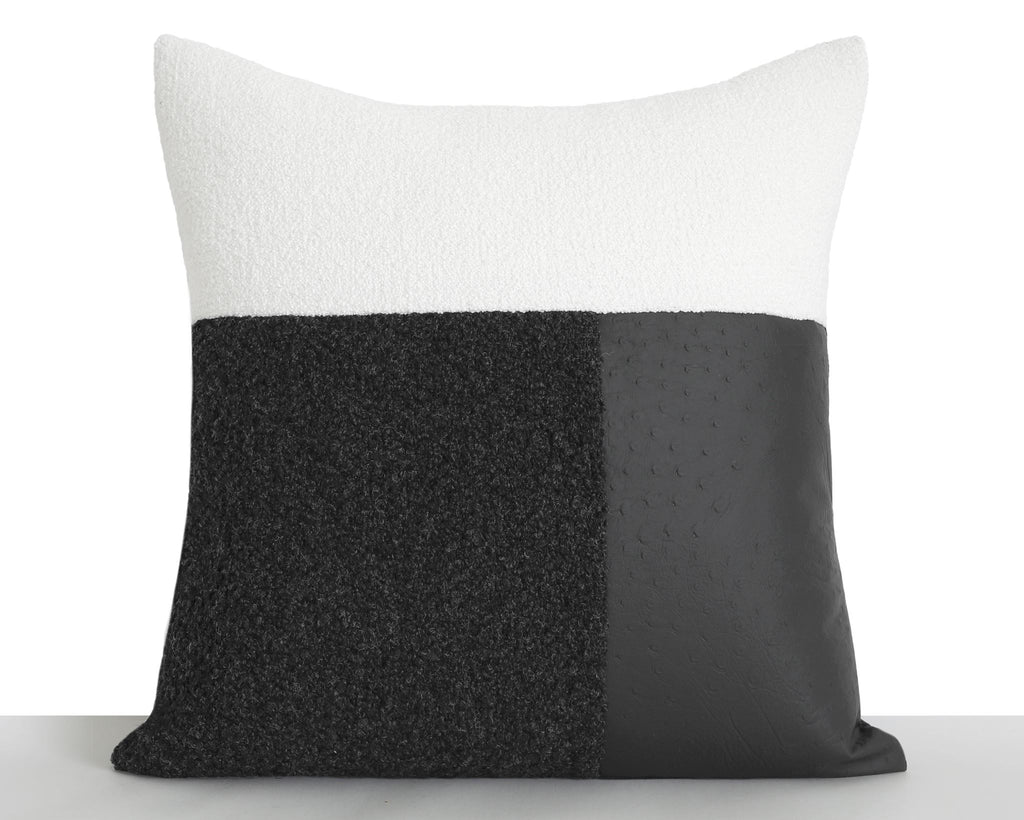 Indi, Boucle + Ostrich Faux Leather Decorative Pillows Coterie Brooklyn 