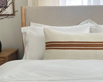 Montague in Cream and Rust, Large Lumbar Wool Pillow