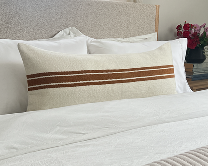 Montague in Cream and Rust, Large Lumbar Wool Pillow
