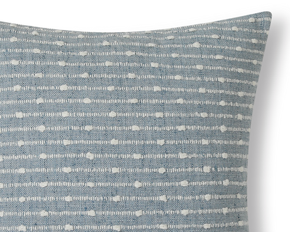 Close-up of the raised tactile stripe in chambray and ivory