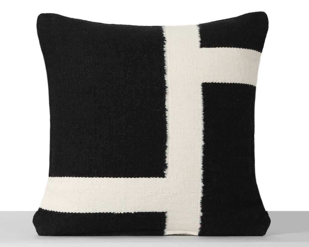 Mystic Black, Double Sided Wool Cover Decorative Pillows Coterie Brooklyn 