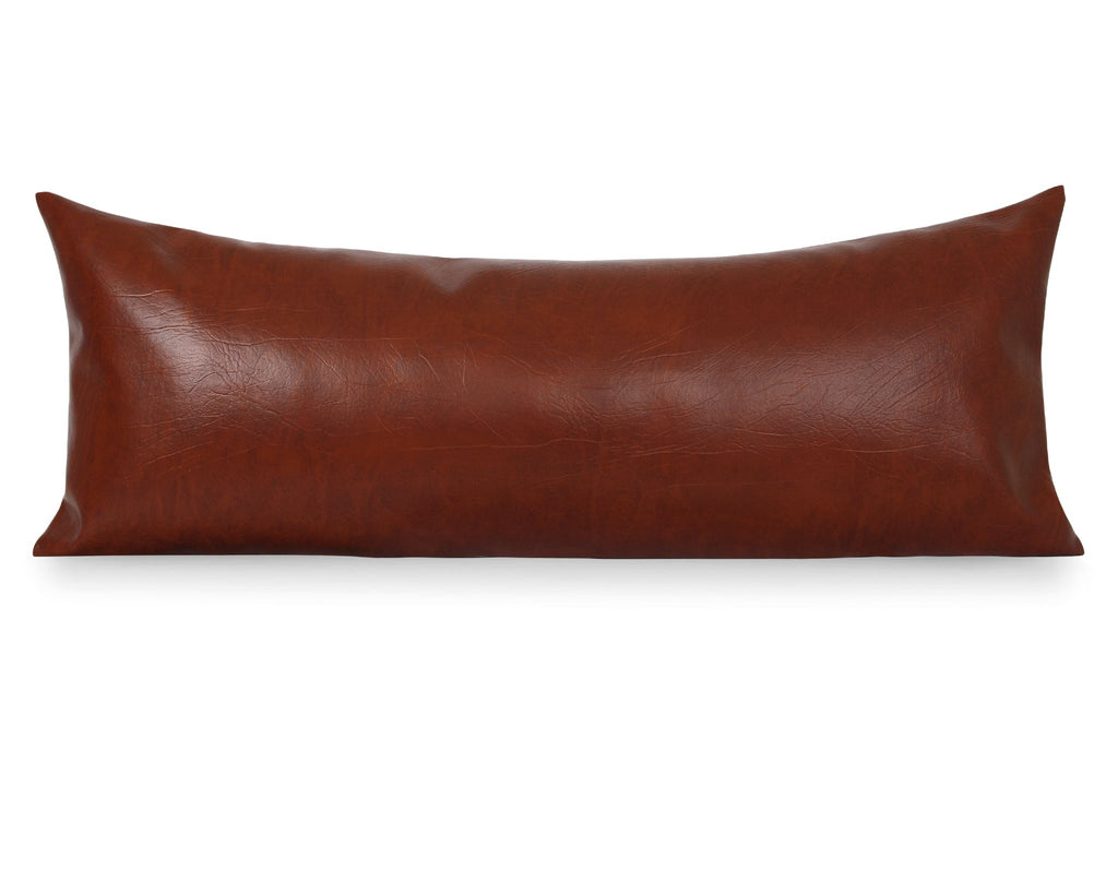 Naima, Faux Leather Decorative Pillows Coterie Brooklyn Large Lumbar - 14x36 