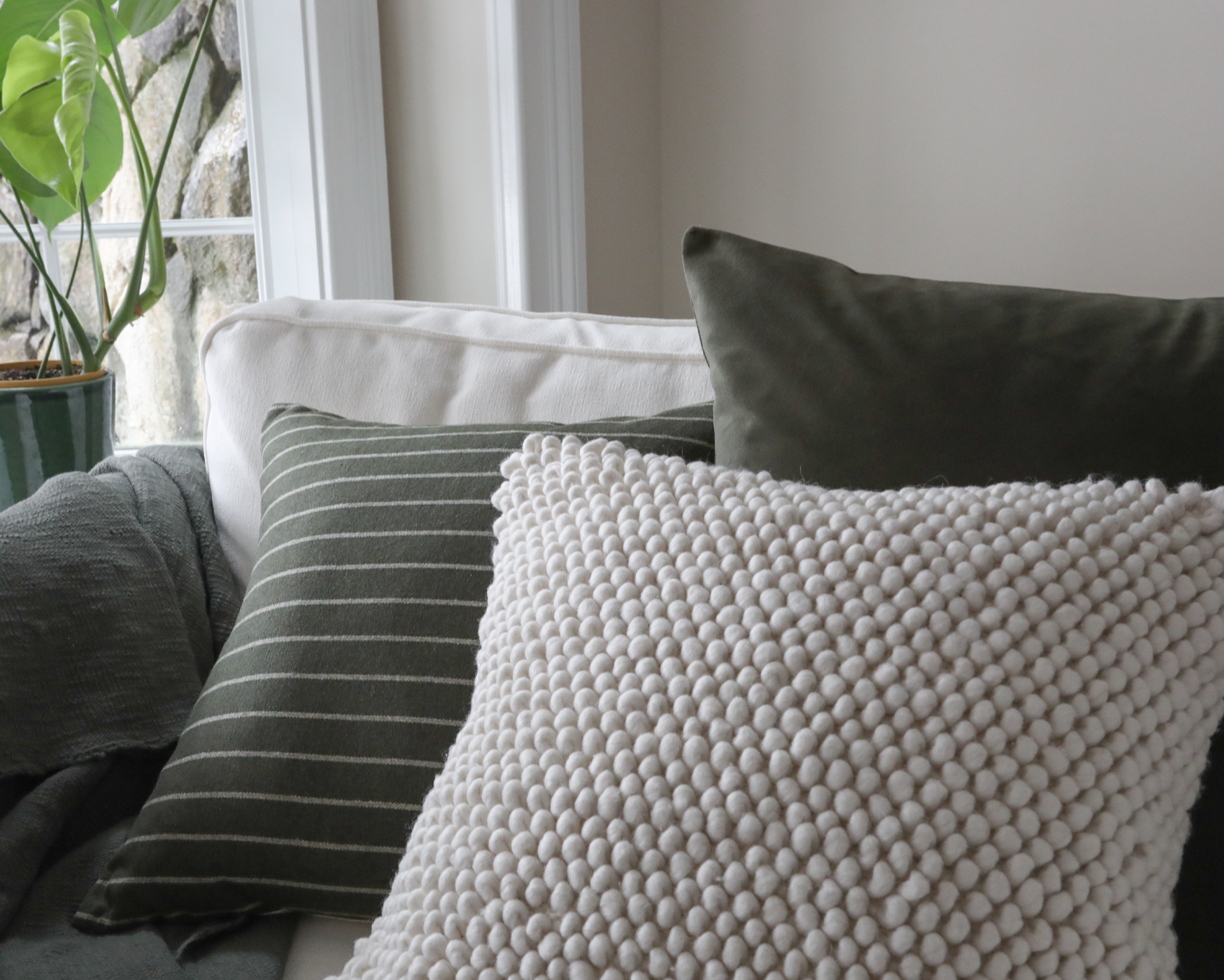 Velvet Pillow Cover, Olive