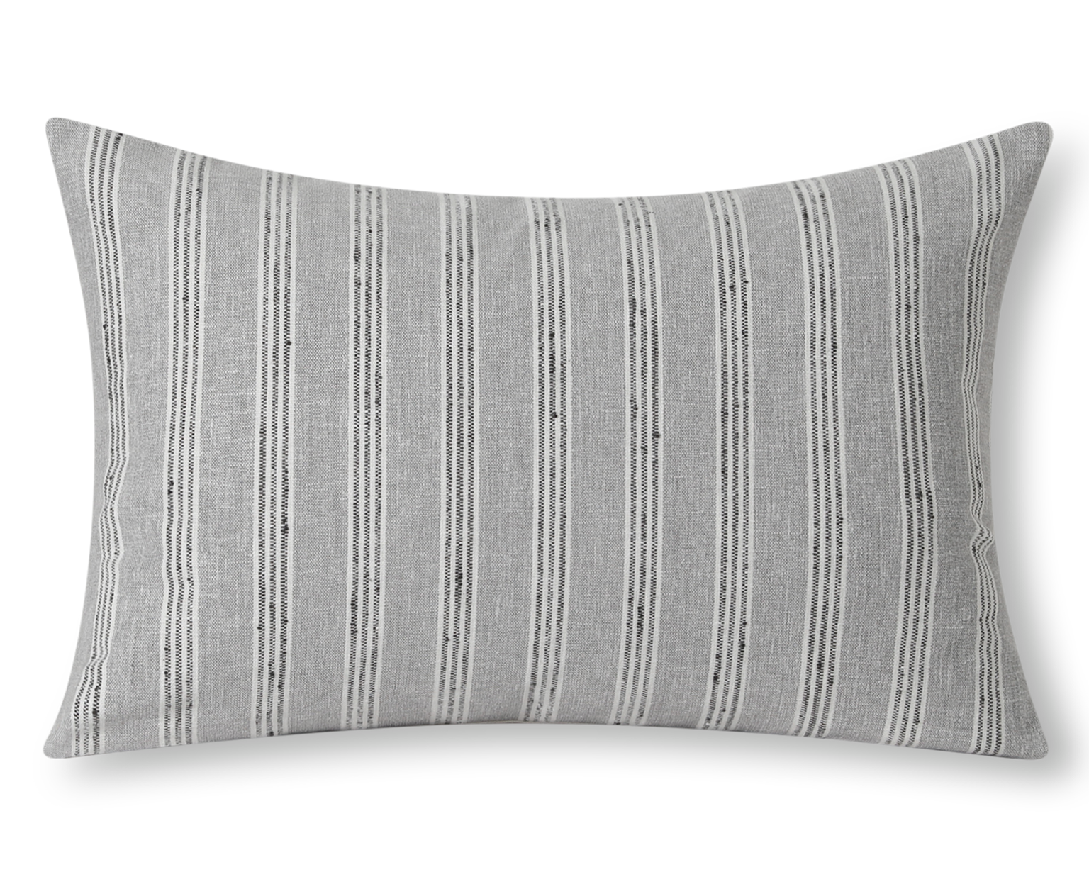 Slate and charcoal striped lumbar pillow cover, front view