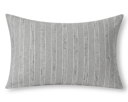 Slate and charcoal striped lumbar pillow cover, front view