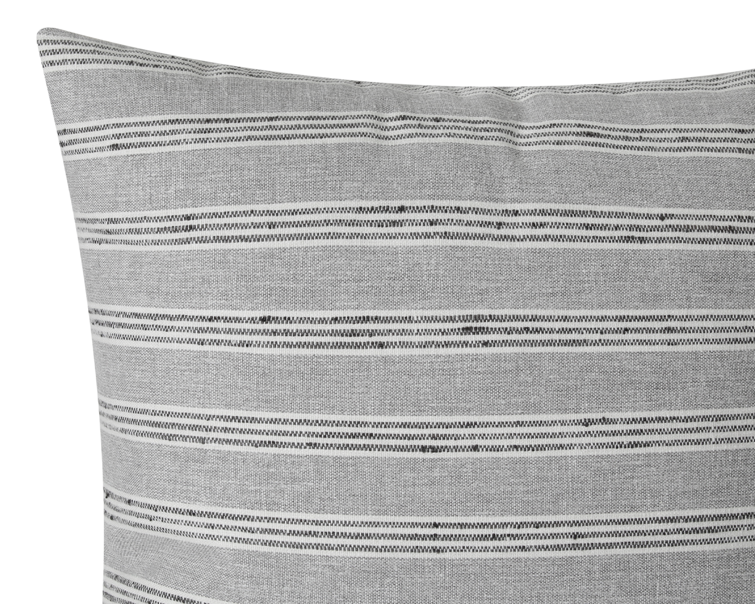 Close-up of the slate and charcoal stripe weave, showing the slubby texture