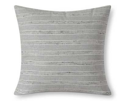 Slate and charcoal striped pillow cover, front view