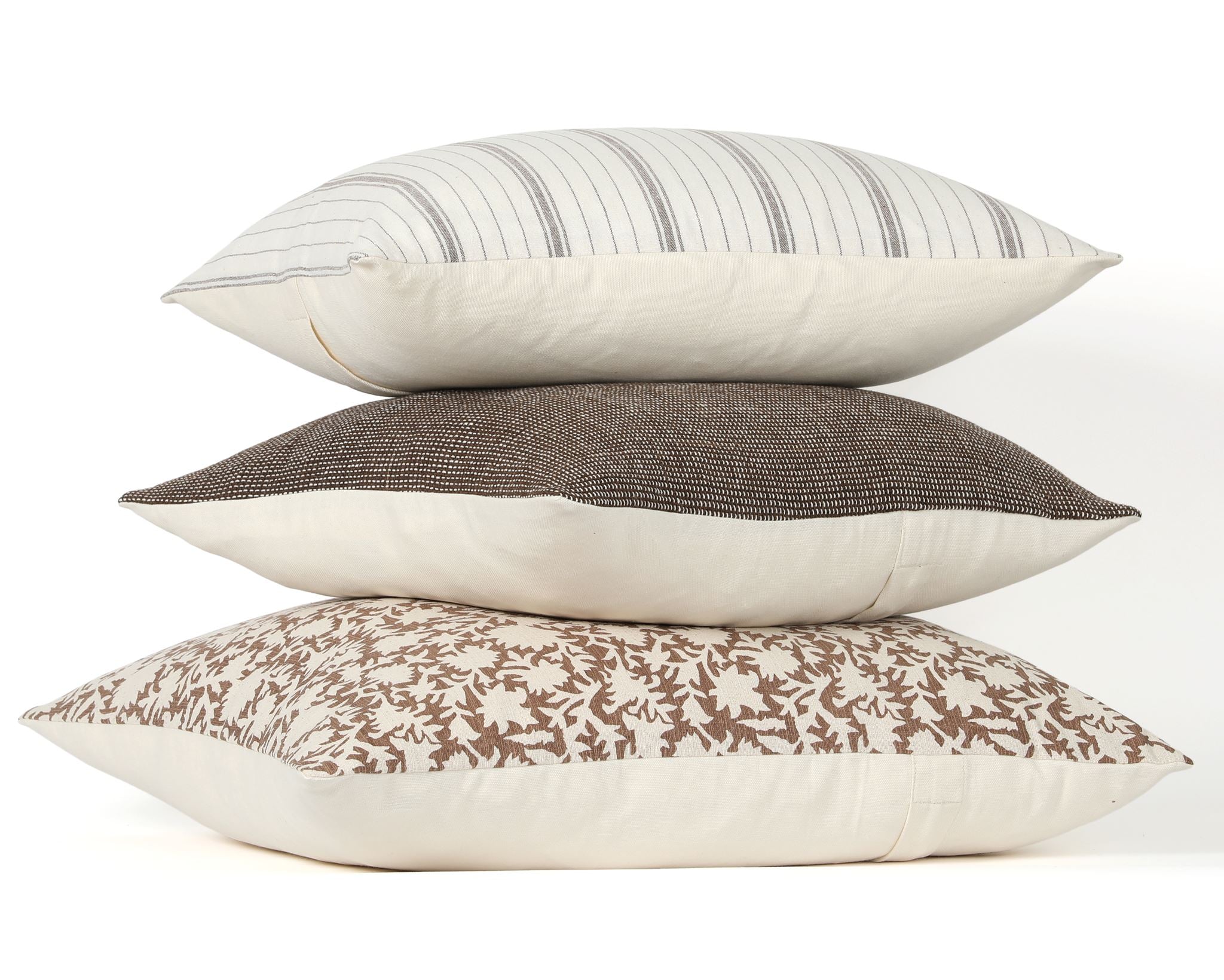 Stripe qq, Cream and Brown Decorative Pillows Coterie Brooklyn 