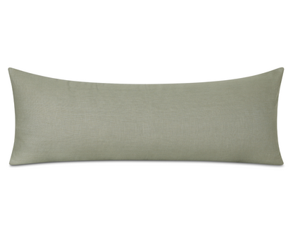 Sage green linen long lumbar pillow cover, shown on a white background