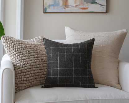 Townsend, Charcoal Windowpane Pillow Cover