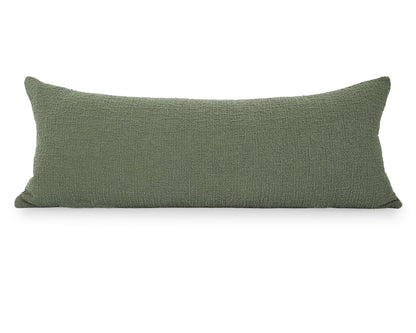 Uma Olive Boucle, 14"x36" Large Lumbar Decorative Pillows Coterie Brooklyn 