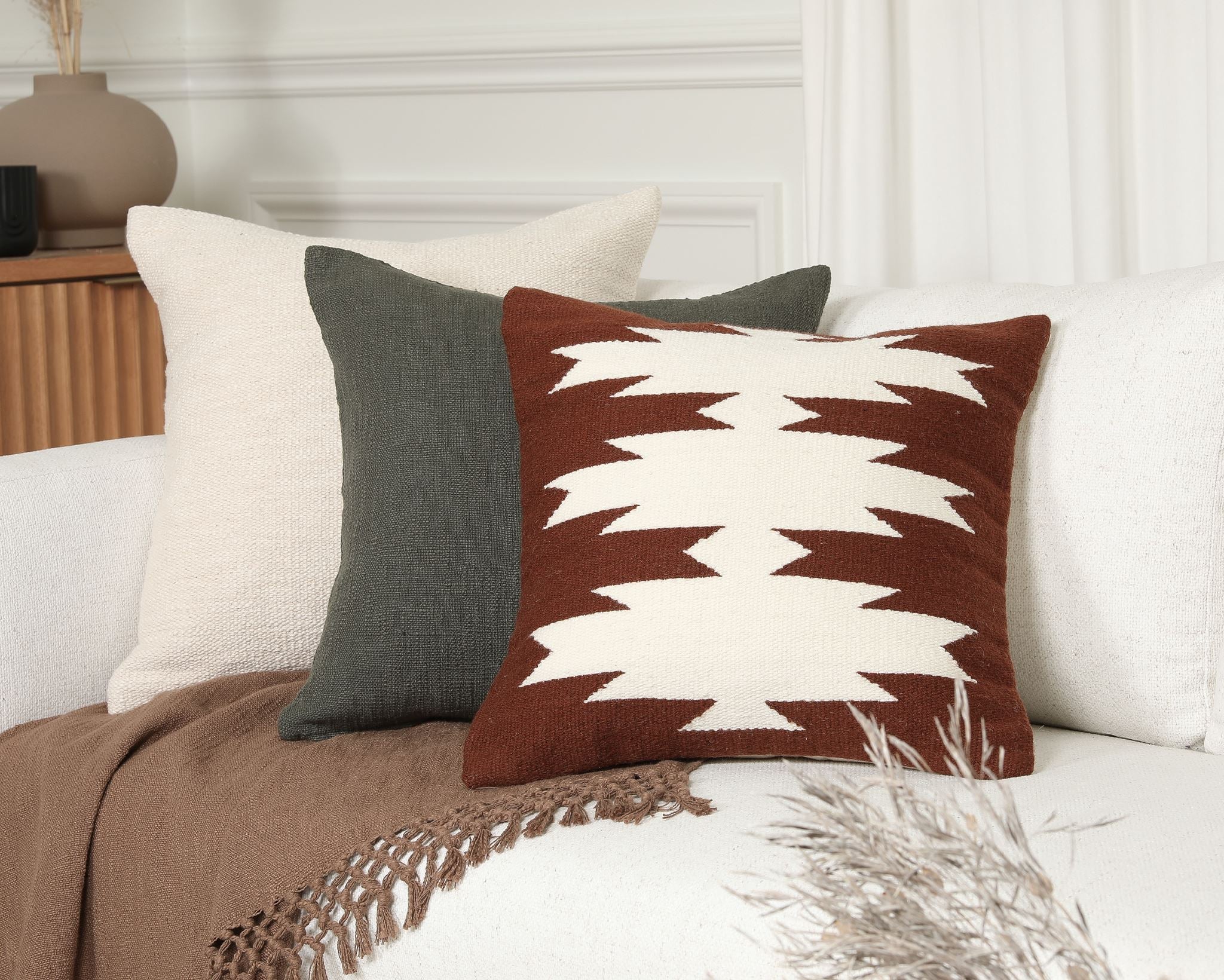 Wythe, Rich Brown Wool Cover Decorative Pillows Coterie Brooklyn 