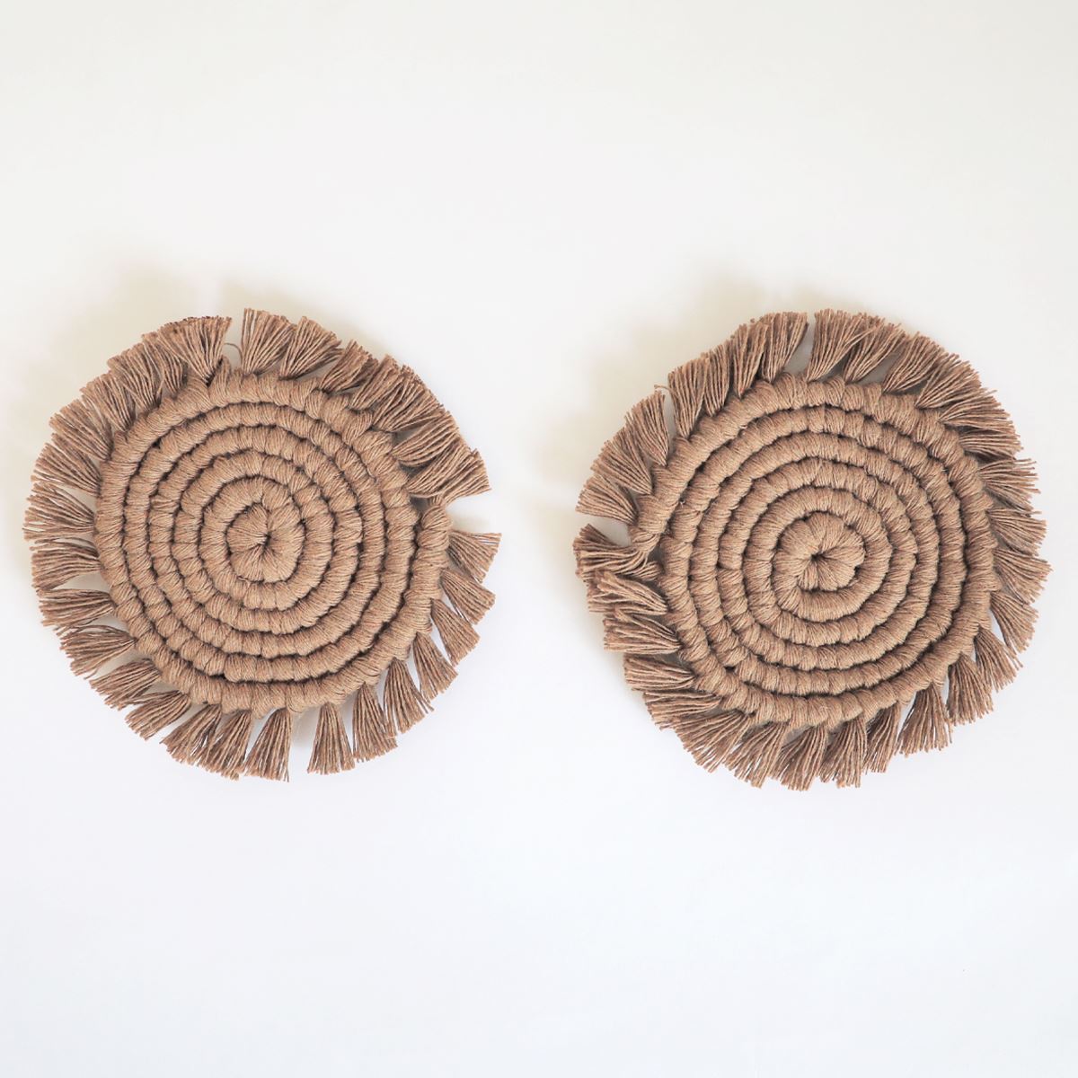 Macrame Coaster Set, Assorted Colors Decor Coterie, Brooklyn Brown 