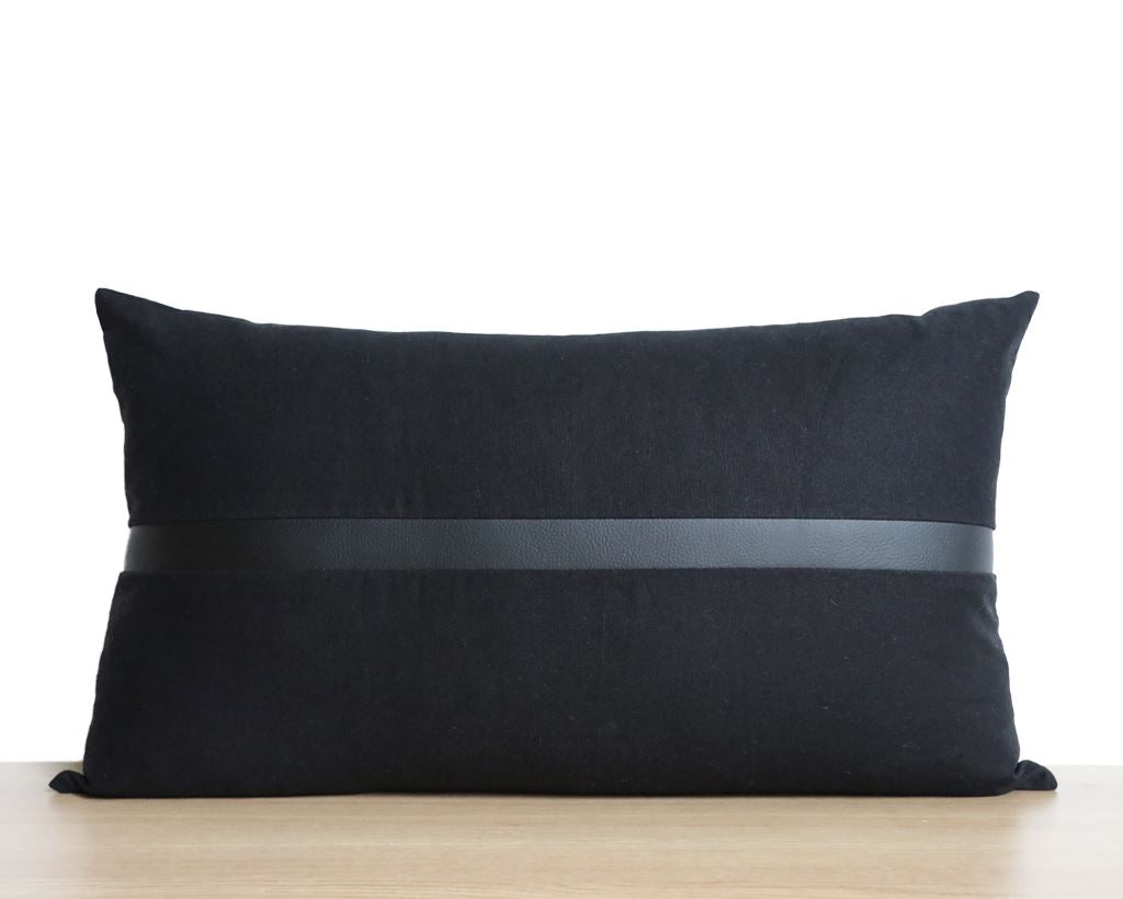 Antibes, All Black Decorative Pillows Stitched By Grace 