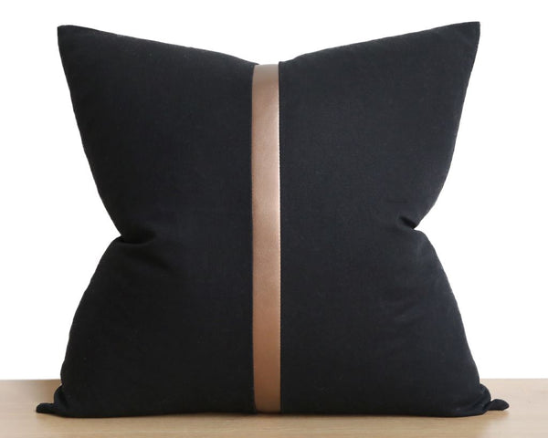 Black and White Color Block Pillow Cover, Gold Faux Leather Accent –  Coterie, Brooklyn