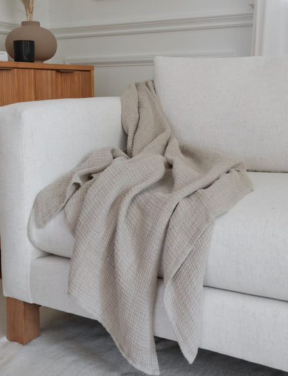 Ava, Waffle Linen Throw Blanket Throw Blankets Coterie Brooklyn 