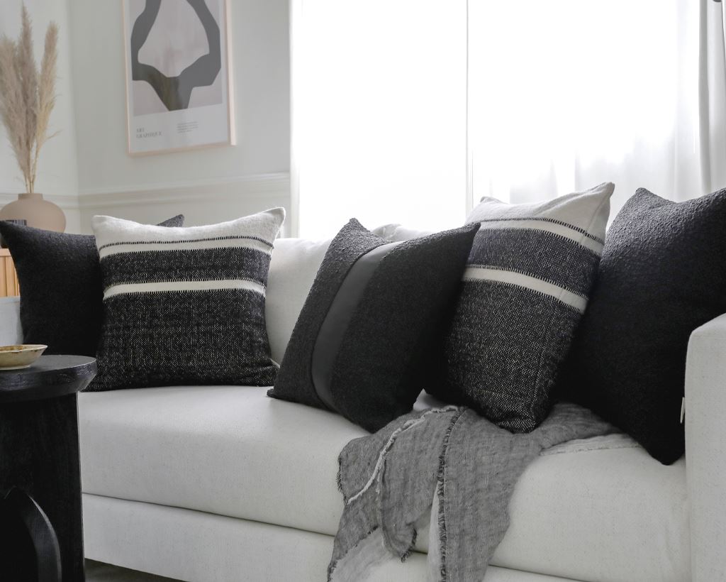 Natura, Black Boucle Decorative Pillows Coterie Brooklyn 
