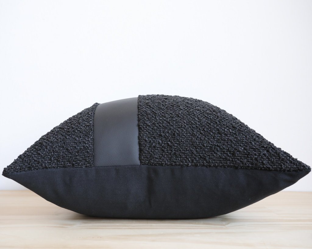 Caruso, All Black, Boucle Decorative Pillows Stitched By Grace 