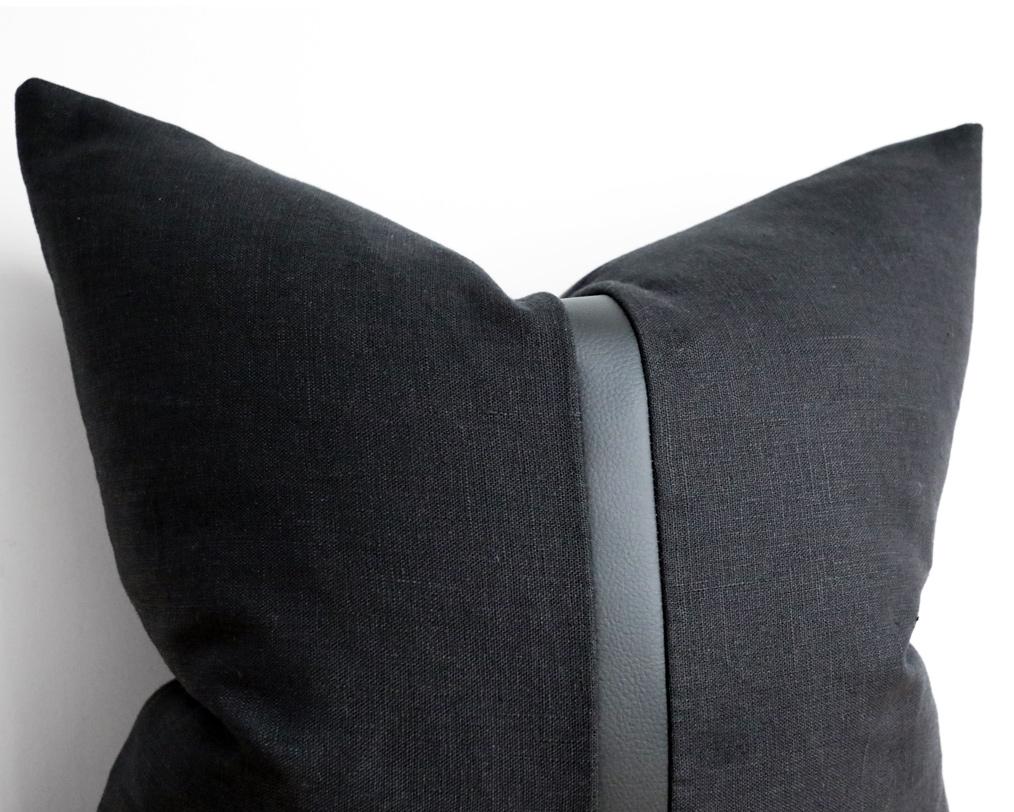 Antibes, All Black Decorative Pillows Stitched By Grace 