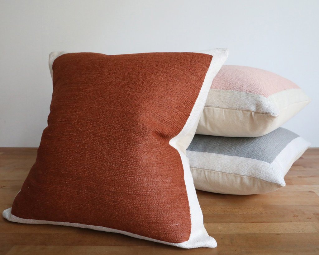 Essex, Color Block Pillow Cover in Rust Decorative Pillows Coterie Brooklyn 