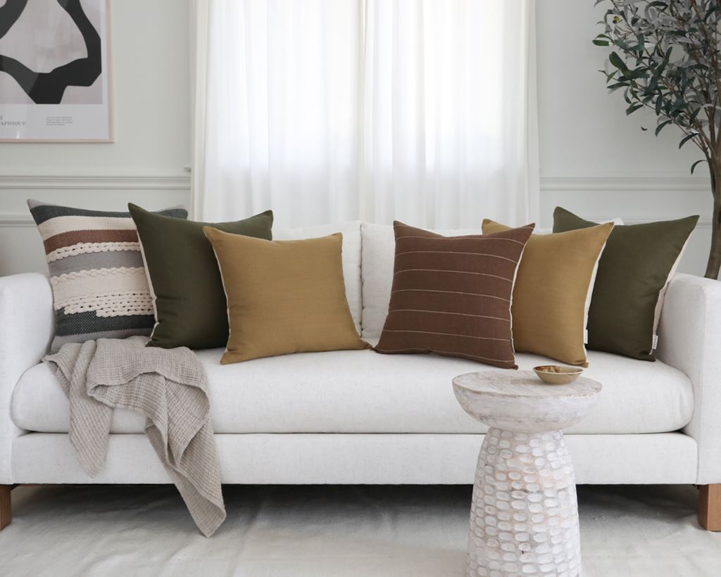 Linen Pillow Cover, Ochre Decorative Pillows Coterie Brooklyn 