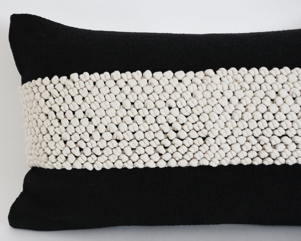 Houston, Black & Cream Decorative Pillows Coterie Brooklyn Lumbar - 14x24 