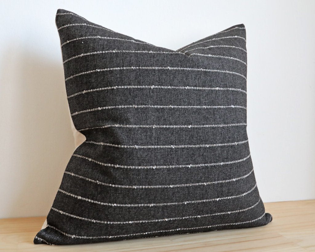 Ivy, Charcoal Decorative Pillows Stitched By Grace 