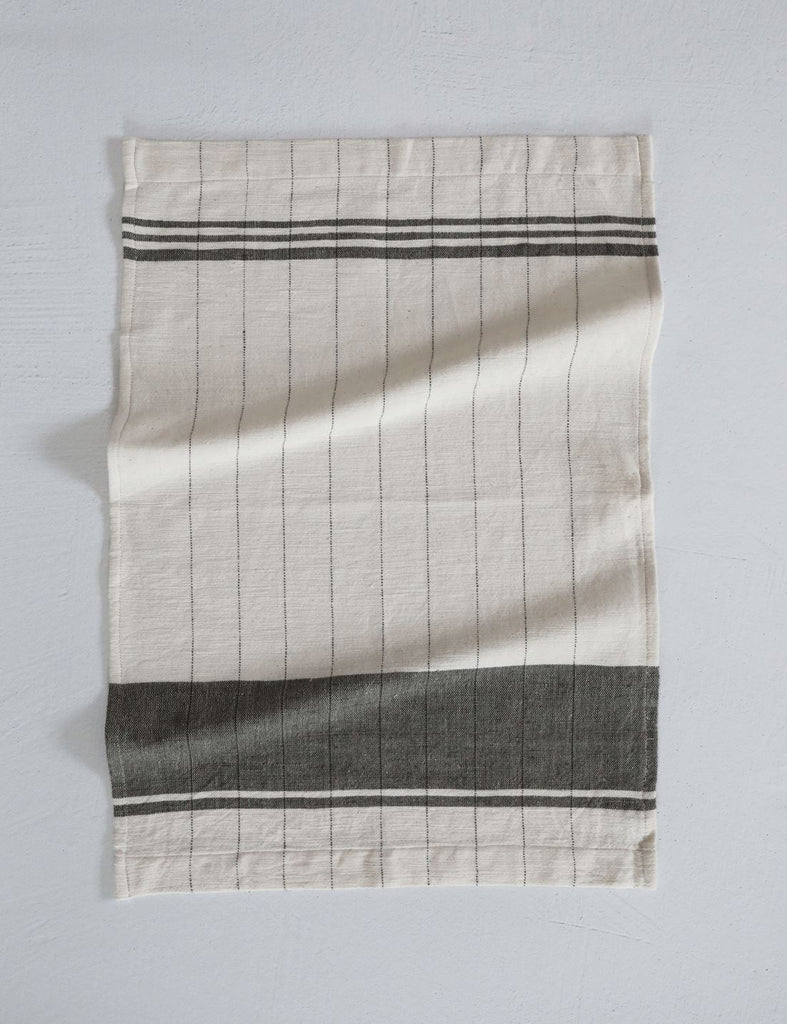 Ethiopian Cotton Tea Towel, Grey Kitchen Linens Sets Coterie Brooklyn 