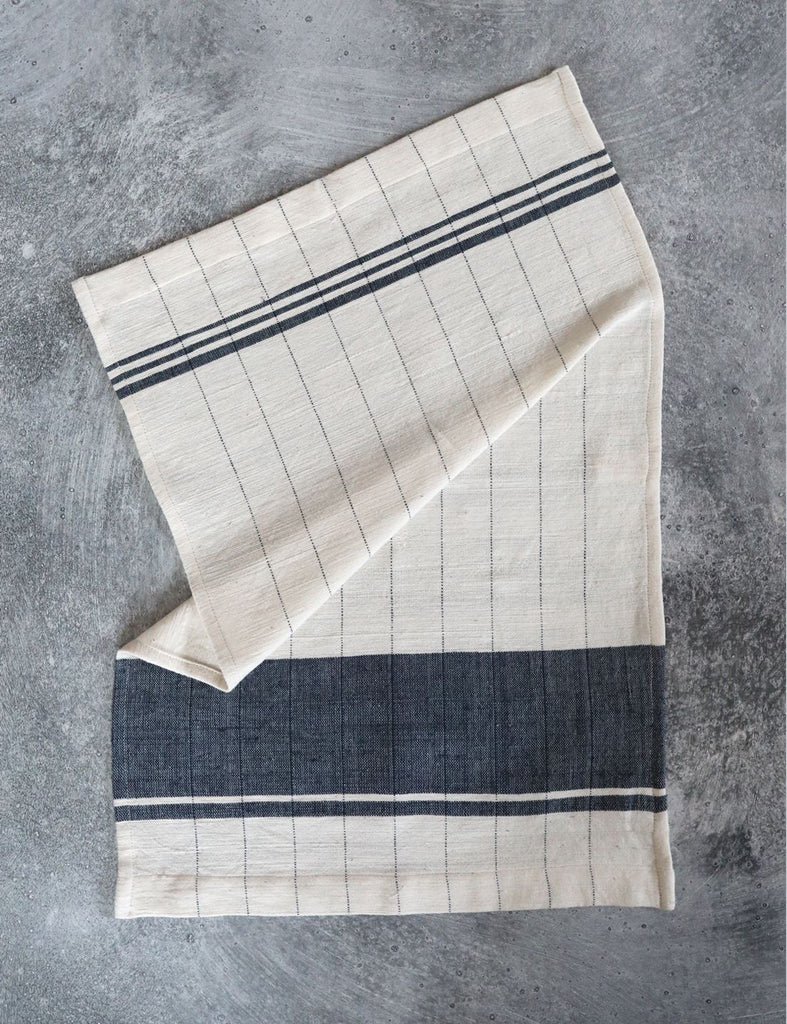 Ethiopian Cotton Tea Towel, Navy Kitchen Linens Sets Coterie Brooklyn 