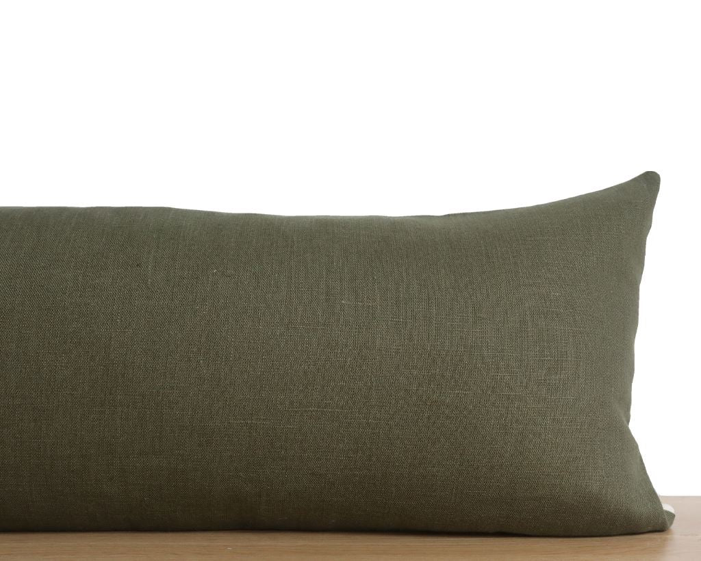 Moss Linen Extra Long Lumbar Decorative Pillows Stitched By Grace 