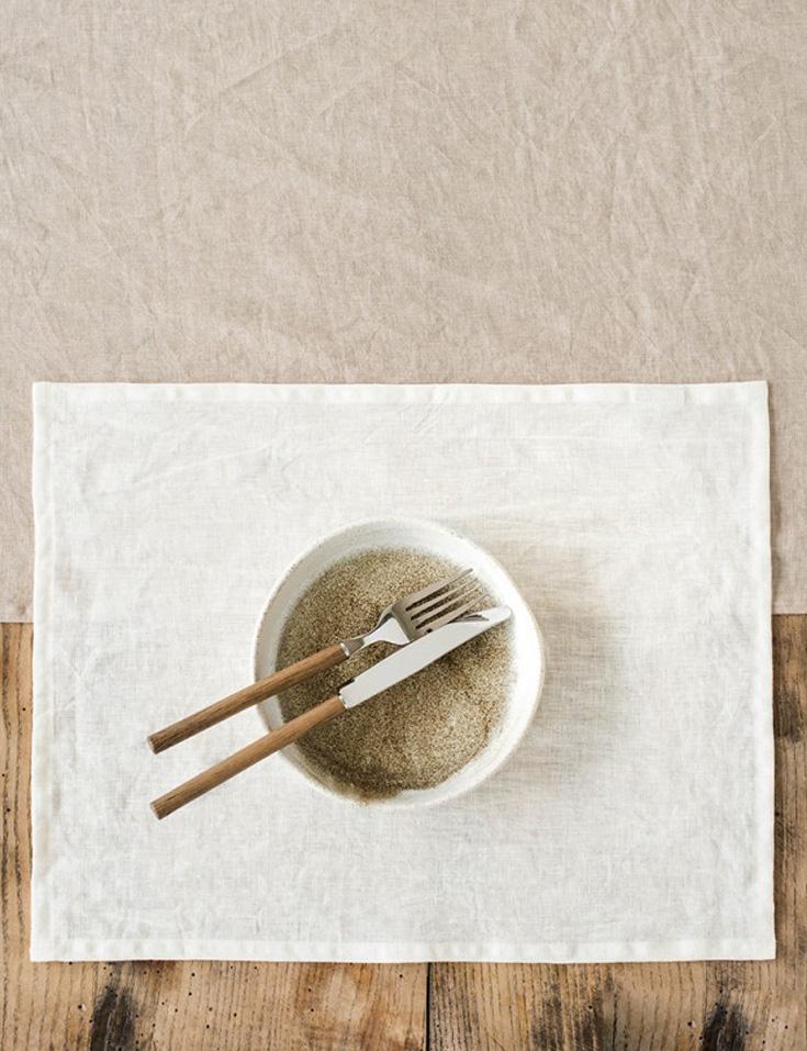 Linen Placemat Set, Ivory Kitchen Linens Sets Magic Linen 