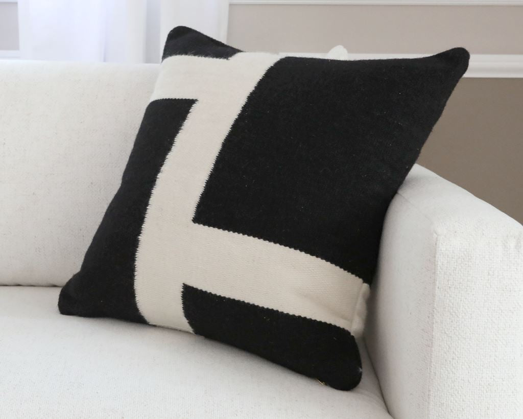 Mystic Black, Double Sided Wool Cover Decorative Pillows Coterie Brooklyn 
