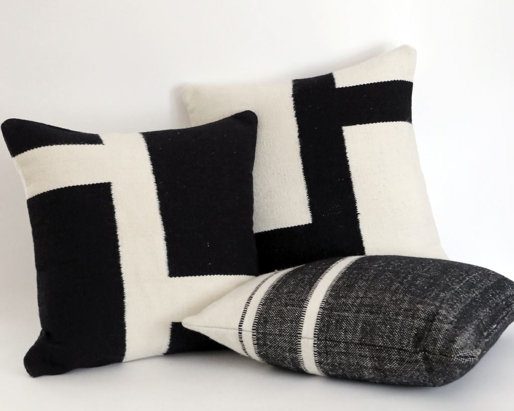 Mystic Black, Double Sided Wool Cover Decorative Pillows Coterie Brooklyn 