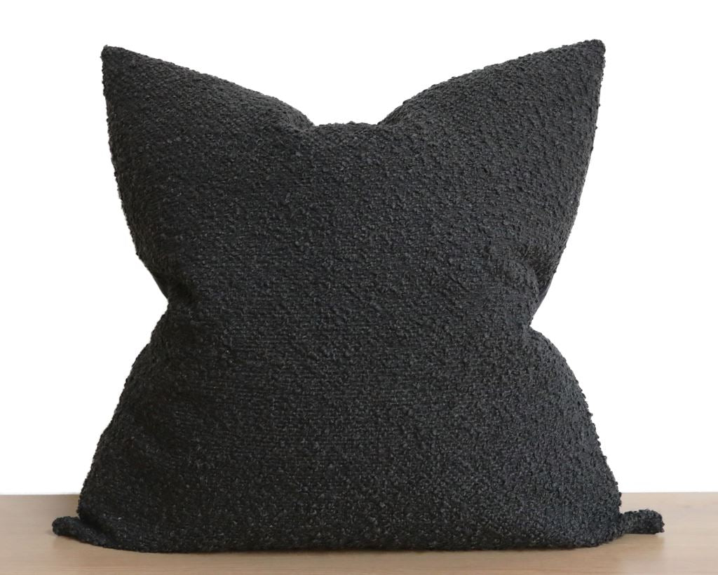 Natura, Black Boucle Decorative Pillows Stitched By Grace 