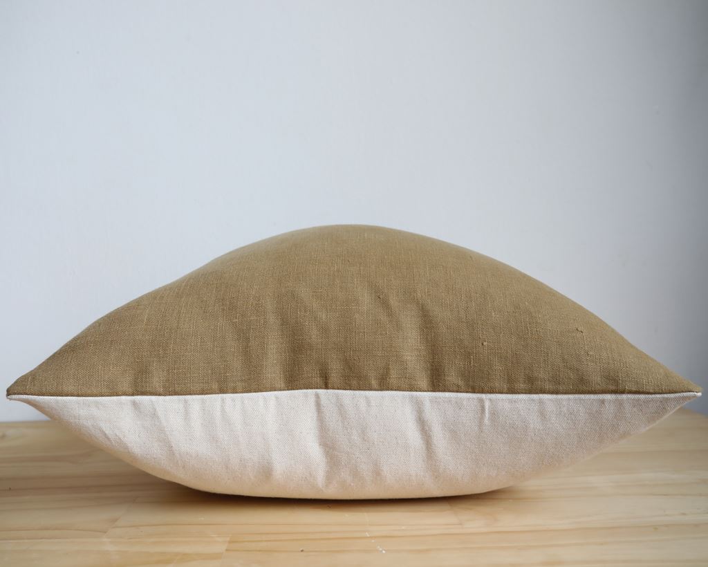 Linen Pillow Cover, Ochre Decorative Pillows Stitched By Grace 