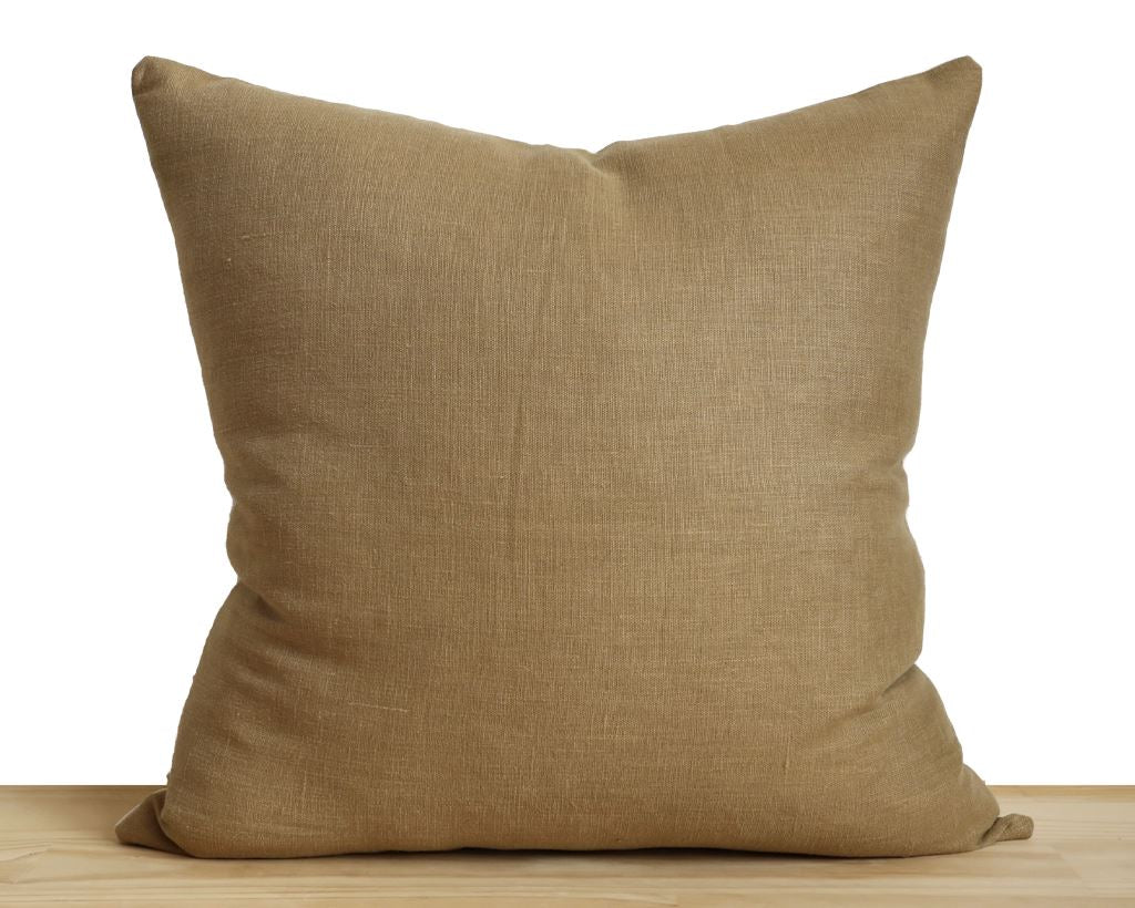 Linen Pillow Cover, Ochre Decorative Pillows Stitched By Grace 
