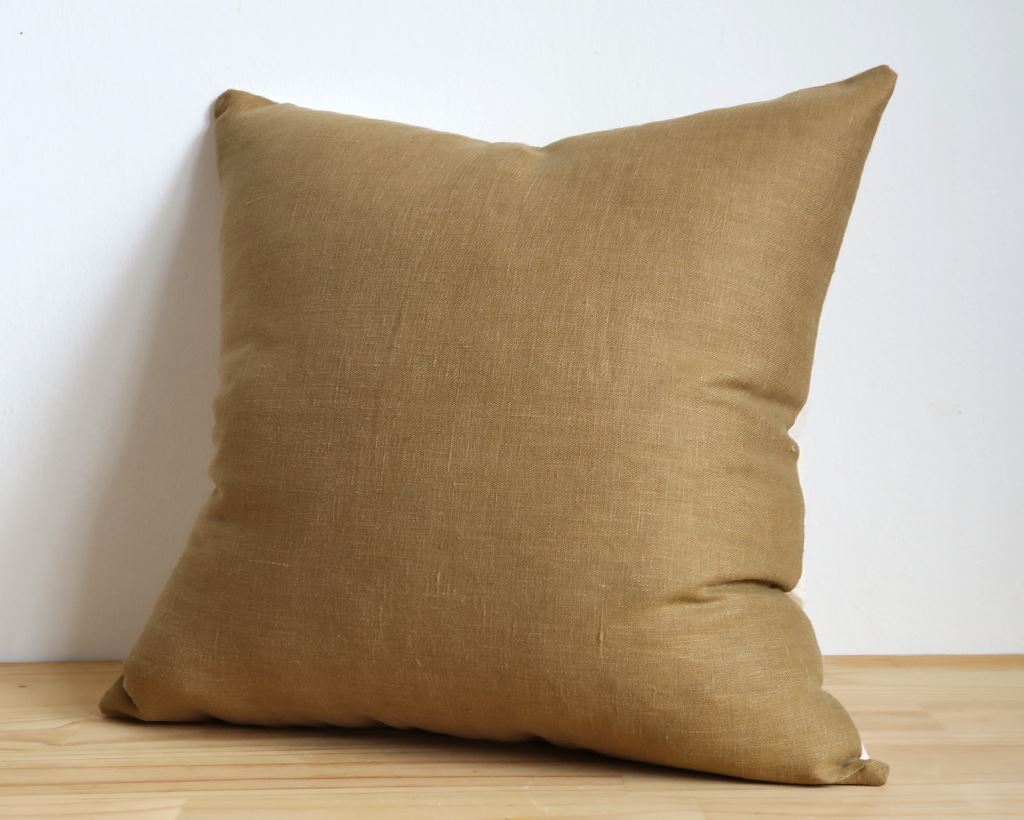 Linen Pillow Cover, Ochre Decorative Pillows Stitched By Grace 